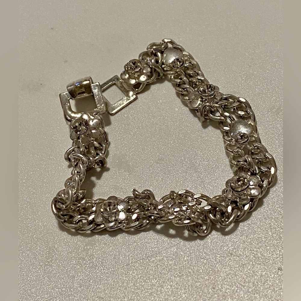 Bling bling chain link rhinestones tennis silver bracelet